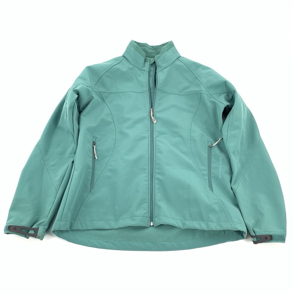 $185 Black Diamond Full Zip Soft Shell Jacket Size Large Womens Teal Green Ski L